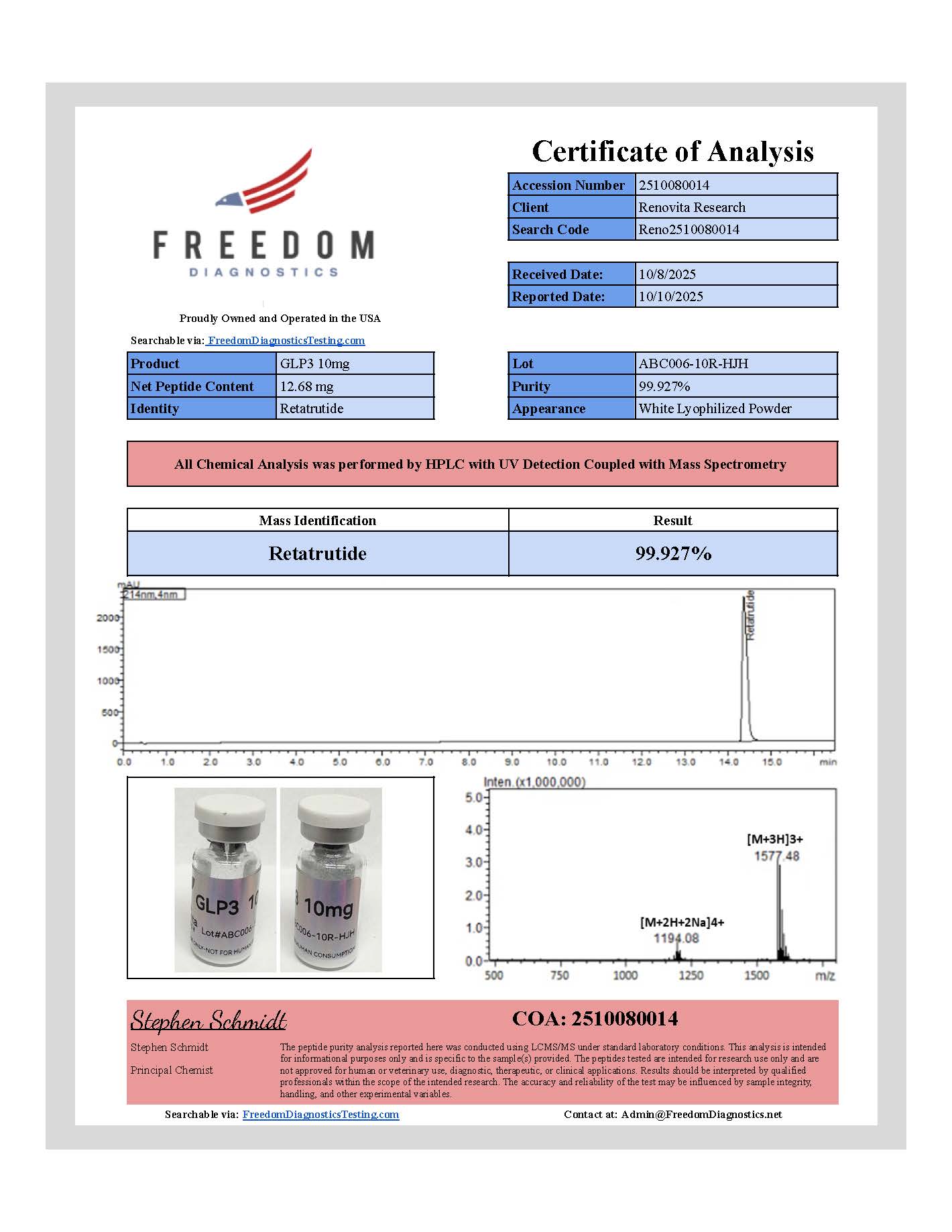 GLP-3 (Retatrutide) - 10mg (RESEARCH USE ONLY) - Image 2