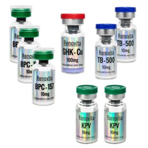 KLOW: Multi-Peptide Reference Kit — Qty 3: BPC-157 (10 mg vials) + Qty 2: TB-500 (10 mg vials) + Qty 1: GHK-Cu (100 mg vial) + Qty 2: KPV (10 mg vials) (RESEARCH USE ONLY)