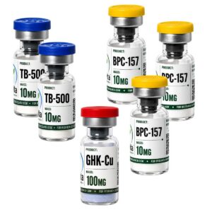 GLOW: Multi-Peptide Reference Kit — Qty 3: BPC-157 (10 mg vials) + Qty 2: TB-500 (10 mg vials) + Qty 1: GHK-Cu (100 mg vial) (RESEARCH USE ONLY)