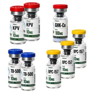KLOW: Multi-Peptide Reference Kit — Qty 3: BPC-157 (10 mg vials) + Qty 2: TB-500 (10 mg vials) + Qty 1: GHK-Cu (100 mg vial) + Qty 2: KPV (10 mg vials) (RESEARCH USE ONLY)