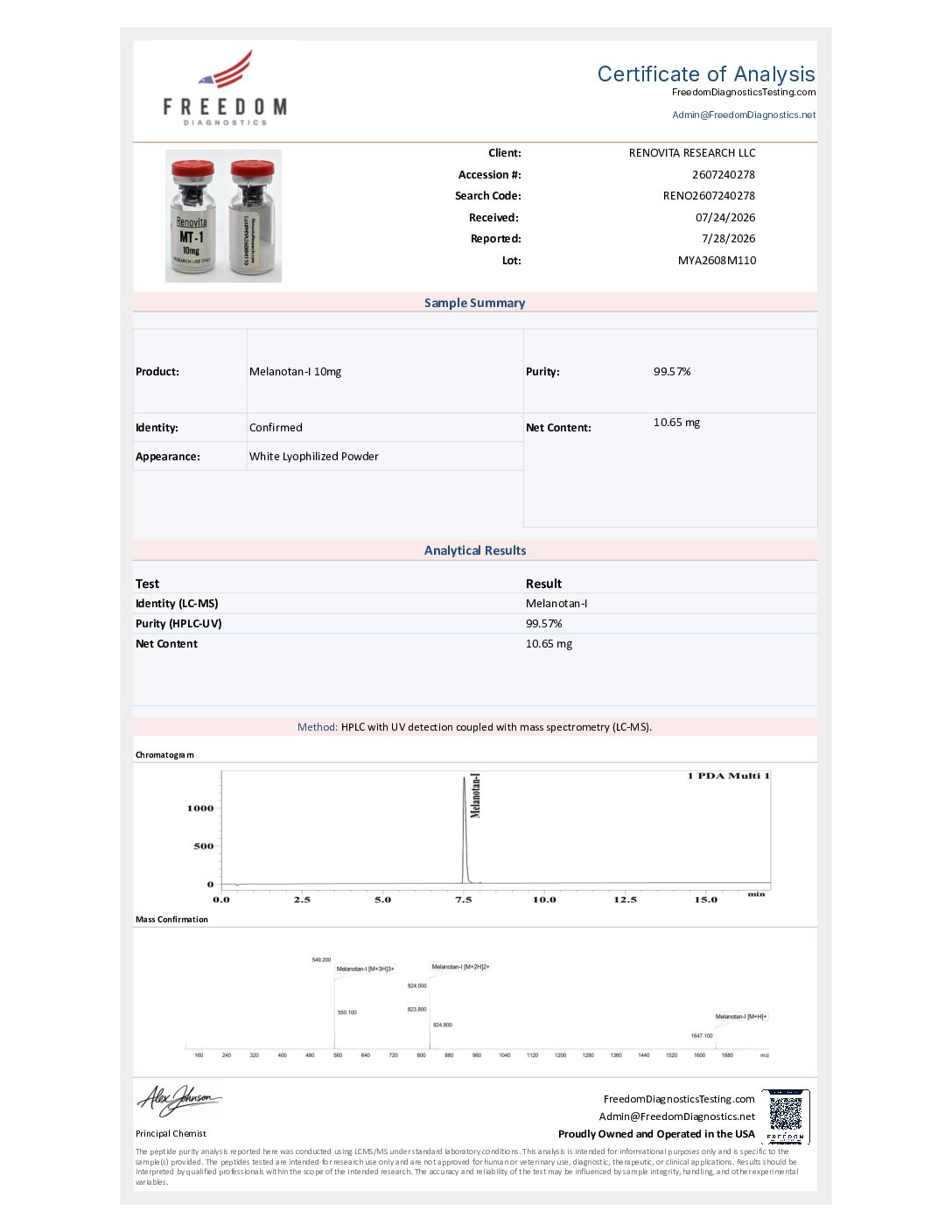Melanotan I (MT-1) 10mg (RESEARCH USE ONLY) - Image 2