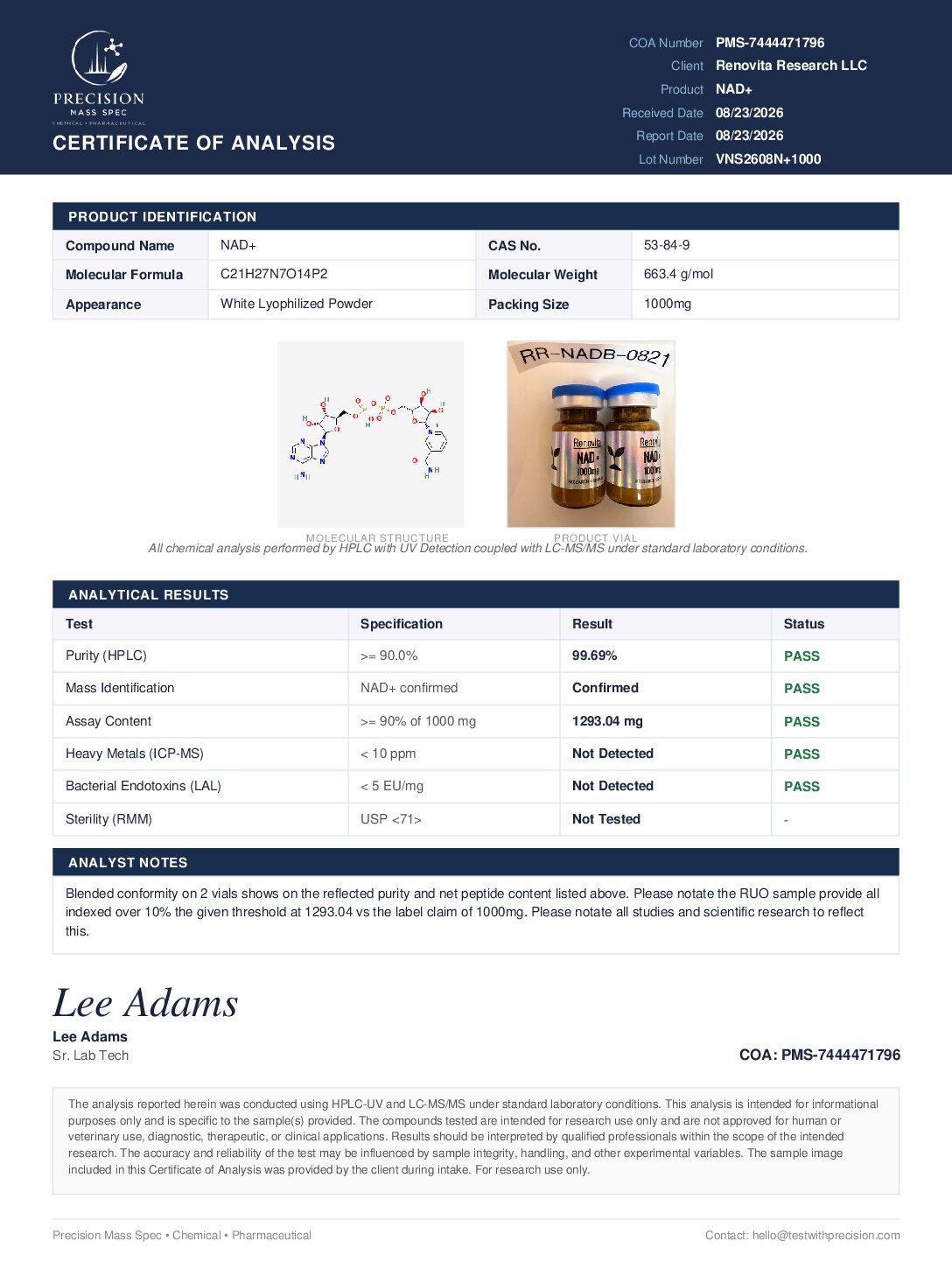 NAD+ 1000mg (RESEARCH USE ONLY) - Image 2