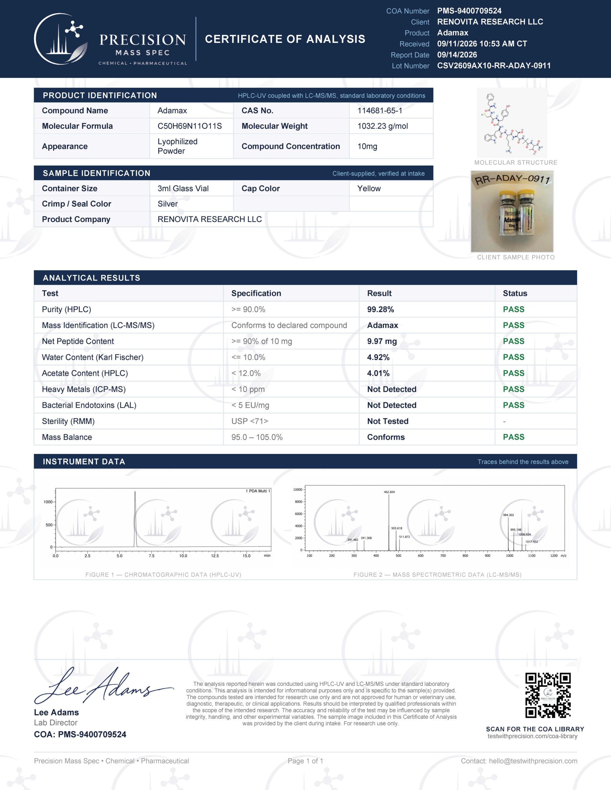 Adamax (Molecule 1032) 10mg (RESEARCH USE ONLY) - Image 2