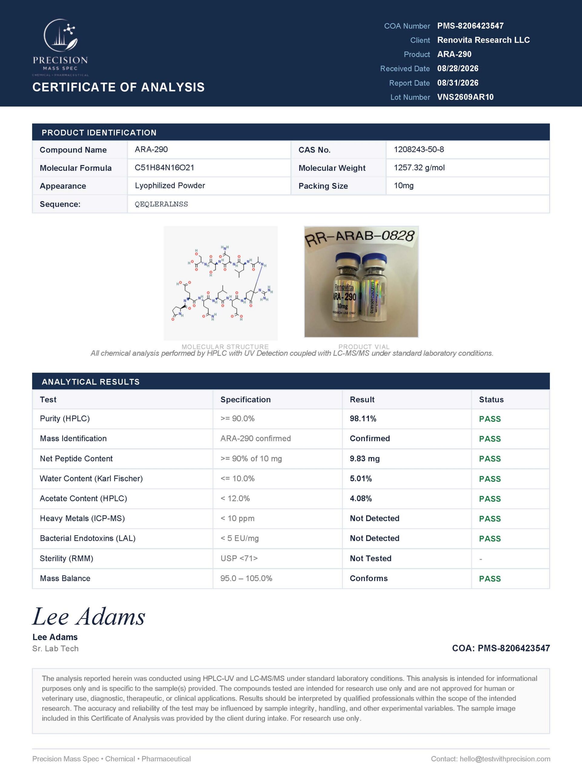 ARA-290 10mg (RESEARCH USE ONLY) - Image 2