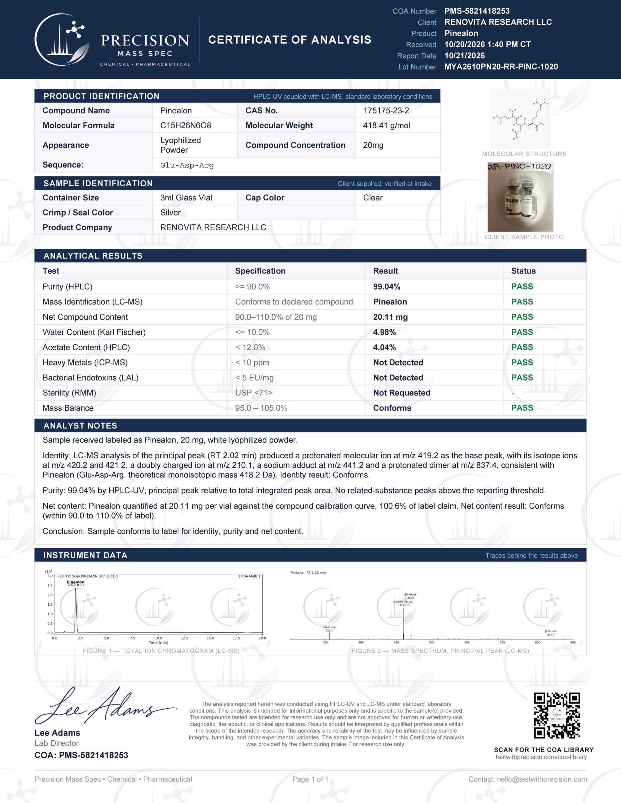 Pinealon 20mg (RESEARCH USE ONLY) - Image 2
